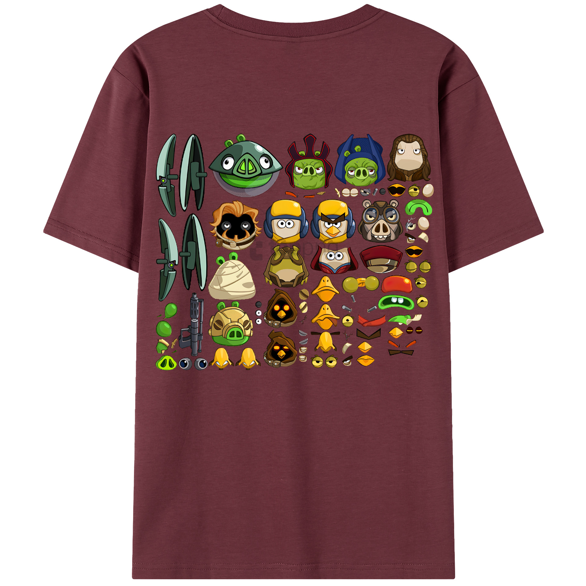 （画像用） Angry Birds アングリーバード 綿100％半袖Tシャツ（背面プリント）